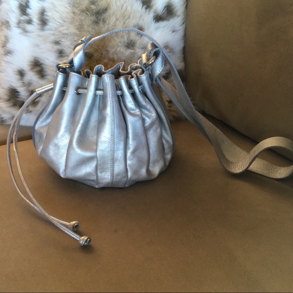 Donald Pliner Silver Leather Bucket Bag - Picture 2 of 2